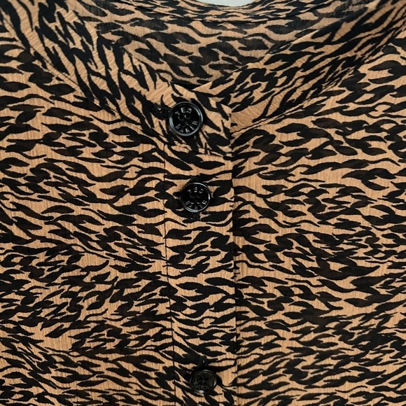 Ted Baker Sheer Blouse Ammbre Button Down Brown Black 2 US 10 Excellent - Picture 7 of 7